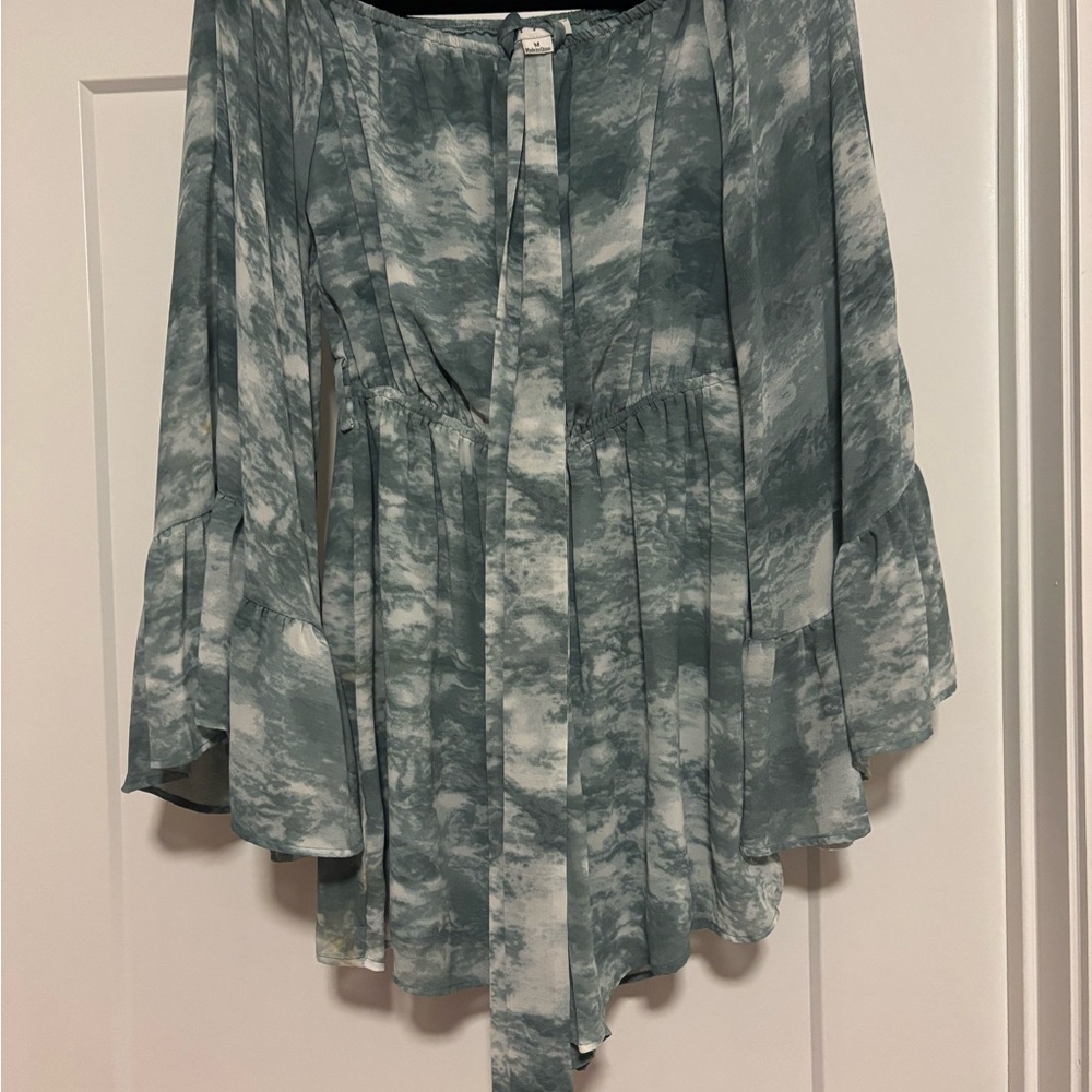 HYFVE Green Marbled Off The Shoulder Romper